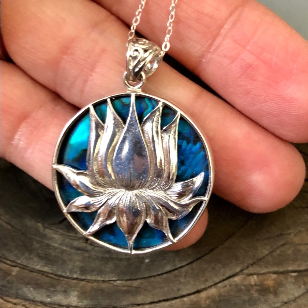 Sterling Silver Spiritual Lotus Pendant ๐โจ - Picture 3 of 6